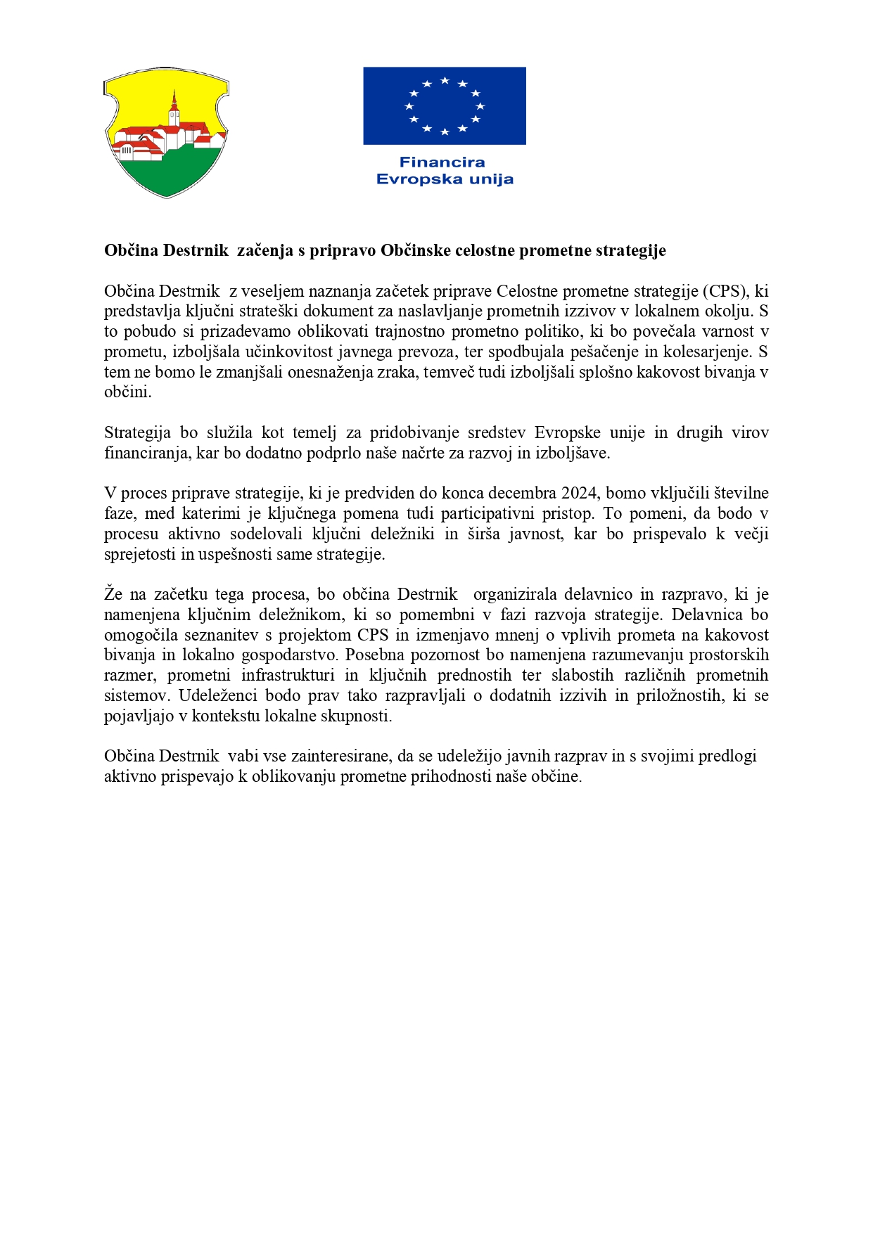 Občina Destrnik  začenja s pripravo Občinske celostne prometne strategije-objava na spletni sgtrani_page-0001